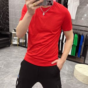 T-Shirts d'été de couleur unie pour hommes, en soie glacée, en coton, blanc, vêtements masculins, multi-t-shirts, chemise inférieure de haute qualité, plusieurs couleurs, M-6XL