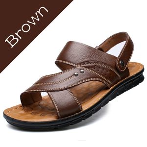 Zomer mannen sandalen topkwaliteit lederen schoenen slip-on slippers mannelijke comfortabele strand bruin man sandaal zapatillas Hombre