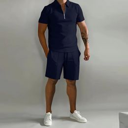 Summer Men Sets de manga corta para hombres activos, use gimnasio activo de dos piezas, set de ropa de entrenamiento, trajes de jogger de jogger de hombres