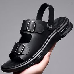 Summer Men Shoes Sandalen echt voor lederen mode Slipper comfortabele zool Casual Street Cool 83