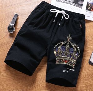 Zomer mannen korte broek hiphop korte mode nieuwe mannelijke korte heren solide hete boor broek strass 2021 nieuwe stijl