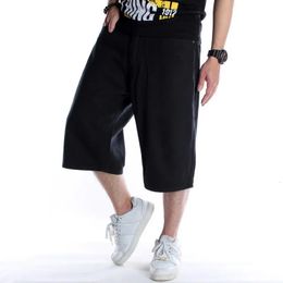 Summer Men Shorts Hip Hop Harem Denim Jeans Boardshorts Fashion Loose Cotton Baggy Skateboard noir Plus taille 30 240328
