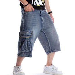 Été hommes Shorts Jeans Hip Hop Denim Boardshorts pantalons de mode américaine lâche Baggy coton hommes bas de pantalon grande taille 46249F