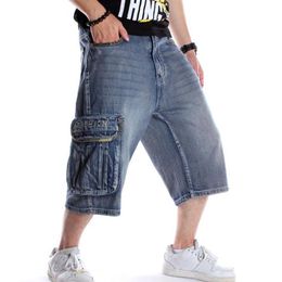 Été Hommes Shorts Jeans Hip Hop Denim Boardshorts Pantalons De Mode Américaine Lâche Baggy Coton Hommes Pantalon Bas Grande Taille 46315V