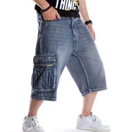 Été Hommes Shorts Jeans Hip Hop Denim Boardshorts Pantalons De Mode Américaine Lâche Baggy Coton Hommes Pantalon Bas Grande Taille 46228n