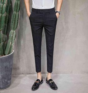 Summer Men Suit broek mode 2022 Korean Slim Fit Business Plaid Pants Men Formele All Match enkellengte Mens Dress Pants L2207029919538