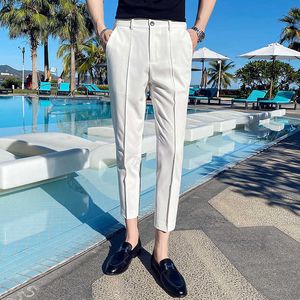 Zomer mannen pak broek mode zakelijke jurk broek mannelijke streetwear casual slanke bruiloft office sociale broek kostuum homme 210527