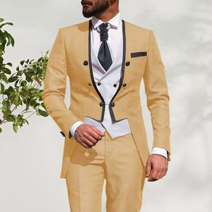 Summer Men Ats Wedding Brader Tuxedos Slim Fit Business Casual Suit voor 3 -delige Blazer Vest PantsCostume Homme 231221