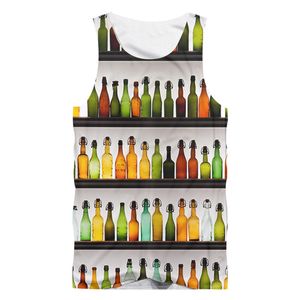 Été Hommes Débardeurs Harajuku Couleur Bière Modèle 3D Imprimer Chemises Sans Manches Nouveauté Surdimensionné Personnalisé Drôle Gilet En Gros 5XL 220607