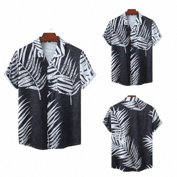 Été Hommes Tendance Streetwear Hommes Harajuku Haute Qualité Imprimer Plus Taille Chemises Hawaïennes Style Rétro Vintage Casual Chemise de Plage 01Gu #
