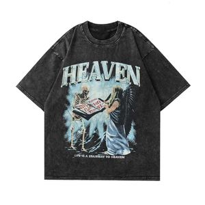 Zomermannen Vintage gewassen T-shirts Anime Gothic Streetwear Punk unisex korte mouw tops tee y2k oversized t-shirt 8xl kleding 240416