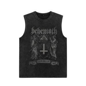 Summer Men Washed Vest Vintage T-shirt Gothic Tshirts Streetwear Punk T-shirts Unisexe Sans manches gilet