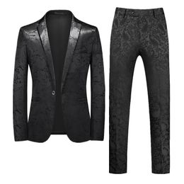 Sumou de mariage Men Suit 2 pièces Fashion Mens Business Blazers Blazers Veste et pantalon de grande taille 6xl Slim Fit Robe 240401