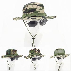 Été hommes femmes gros bords chaud bois Camouflage imprimé casquettes en plein air militaire Jungle tissu seau chapeaux crème solaire chapeau de soleil