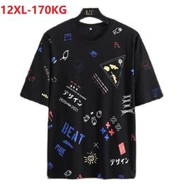 Zomer Mannen Vrouwen Katoenen T-shirts Korte Mouw Groot Maat 8XL 10XL 12XL 15XL 18XL Big Size Tees Home Casual Losse Tops Zwart 54 220309