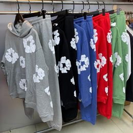 Diseñador hombres chándales sudaderas con capucha de alta calidad pantalones mujeres hombre mezclilla rasgar la corona de algodón sudadera unisex sudadera con capucha de gran tamaño moda para hombre chándales multicolores