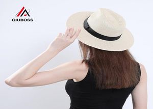 Men d'été Femmes Jazz Sun Paille Chapeaux Flat Brim Panama Style Fedora Hat Cowboy Beach Sunhat Carnival Performance SAGINGY1336186