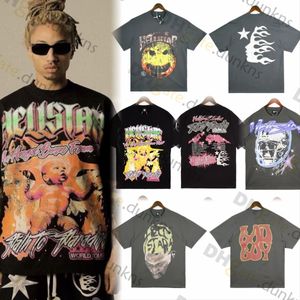 zomer Heren Dames Hellstar t-shirt Rapper Wash Grijs Heavy Craft Unisex Korte mouw Top High Street Fashion Retro Dames T-shirt US SIZE S-XL l66n#