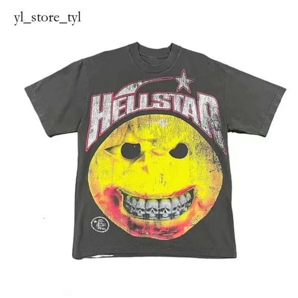 Summer Men Womens Hellstar T-shirt Rapper Wash Grey Heavy Craft Unisexe Sleeve Top High Street Retro Retro Women's T-shirt 6227