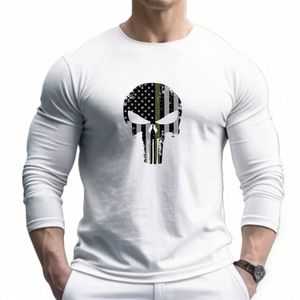 Zomer Mannen Workout Spier Sweatshirt Mesh Ademend Lg Mouw Trend T-shirts Hoge Kwaliteit Tops Bodybuilding Fi Kleding f2At #