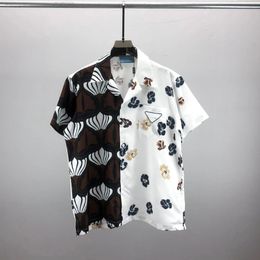 Summer Mens casual CampsCollar Camisas de manga corta Vintage Patrón de diseño de diseño en blanco y negro Camas de seda 240420