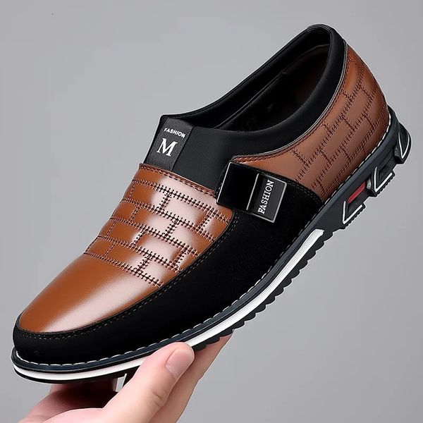 Summer Mens Casual Leather Shoes Business Logs For Hommes Slip-On Bureau Chaussures de travail Men Moccasins Sapato Masculino Big Size 240426