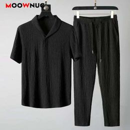 Été décontracté ensembles t-shirts pantalons sportifs jogger jogger masculin de mode masculin sweatshirt hombre fit moownuc 240420