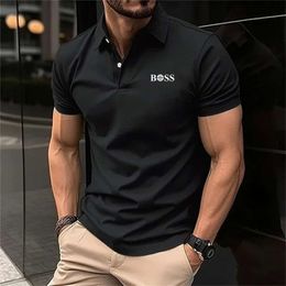 Summer Mens Casual ShortSleeved Polo Office Office Fashion Filater Colrarr Tshirt Vêtements respirant 240422