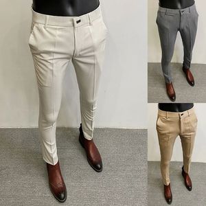 Été hommes décontracté Stretch pantalon couleur unie mince affaires formel bureau polyvalent entretien pour hommes usage quotidien s 240308