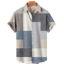 Mens d'été Casual Striped Chemises à manches courtes Tops revers Harajuku Retro surdimensionné simple Vintage Vintage Clothing 240423