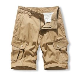 Zomerheren katoen tactische vracht shorts 2022 vaste kleur multi-pocket casual korte broek sport losse shorts broek mannen mannen