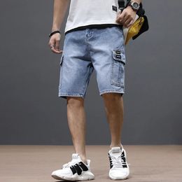 Summer Mens Fashion Pocket Baggy Jeans Shorts lâches S pour hommes Streetwear Cargo Short Pantalon 240409