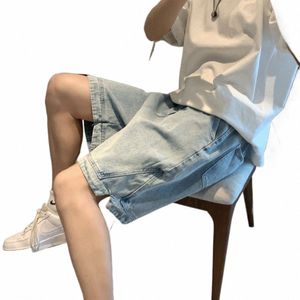 Zomerheren Fi Pocket Baggy Jeans Shorts Losse rechte capri's voor Men Streetwear Cargo Short Pants ROPA HOMBRE L2AD#