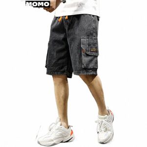 Zomerheren Fi Pocket Baggy Jeans Shorts Losse rechte capri's voor Men Streetwear Cargo Short Pants Ropa Hombre K7zz#