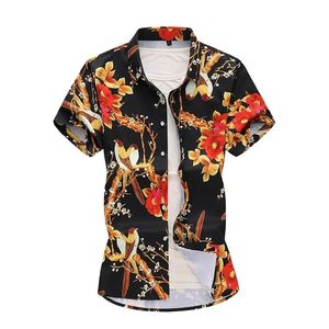 Summer Mens Flower Beach Chemises hawaïennes Tropical Summer Chemises florales à manches courtes 5XL 6XL 7XL 210412