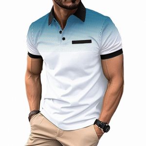 Été Hommes Revers T-shirt à manches courtes Ctrasting Couleur Polka Dot Polo Sports Golf Busin Slim Polo S-3XL K4RY #