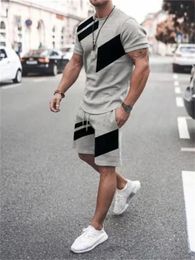 Summer Mens Loisir Sports Jogging Tshirt Shorts Personnalité Fashion Fashion Simple surdimensionné Twopiece Set 240329