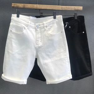 Summer Mens lâche raim short denim blanc noir décontracté knee longueur jeans shorts 240428