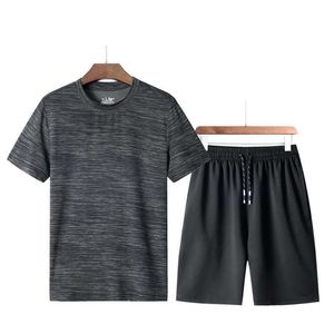 Zomerheren los t-shirt hardlopen casual korte mouw ronde nek snel drogen shorts sportkleding