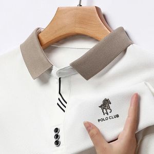 Zomerheren Midden- en jeugdschaar Nek Ice Silk Ademende modetrend Korte mouwen T-shirt Polo 240401