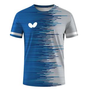 Zomerheren oneck korte mouw 3D t -shirt snel droge tafel tennisuniform print jongens badminton kleding top 240401