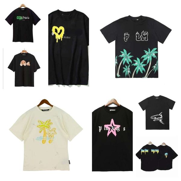 Summer Mens Palms Angels T-shirt Graffiti T-shirt Palms Palmangel City Designer Limited Jet d'encre Graffiti Lettre Impression Hommes Femmes Tops cm