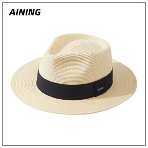 Summer Mens Panama Paille du chapeau de paille largeur unisexe Bowler Big Circonfert Sunshade Sun Protection 240410