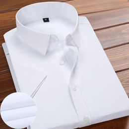 Summer Mens Plain ShortSleeved Shirt Lapel Business Slim Business Classic Formal Travail Marque Vêtements 240329