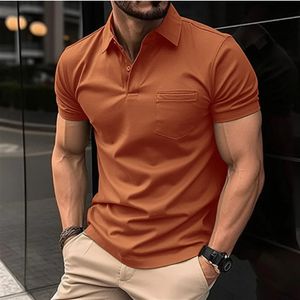 Été hommes POLO poche poitrine hommes sport polo mode haut respirant t-shirt Golf camping 240226