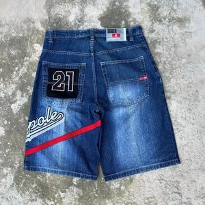 Summer Mens Retro Rétro Shorts en denim en vrac Y2k Y2k Fashion simple gymnase Punk Hip Hop Style Beach 240426