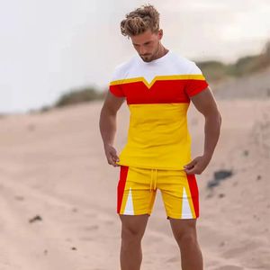 Summer Homme Sets Tracksuit Surdimension Short Streetwear 2 pièces Short Tshirt Set Male Jogging Suit Men Vêtements 240430