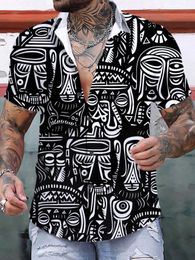 Chemises pour hommes d'été Art tiki graphique 3D Impression simple à manches courtes simples Streetwear Loose Casual Hawaiian Shirt 240415