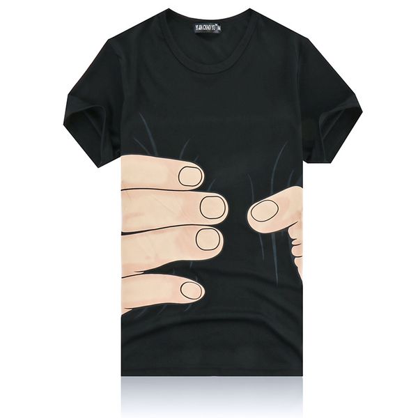 T-shirt pour hommes d'été 3D Big Hand Fit Print Pattern coréen Top Lovers Street Street Sleeve Européen et Américain Fashion