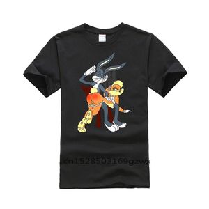 Summer Mens T Shirt Bugs Lola Bunny Fessée Punition 100% Coton t-shirt hommes 210322